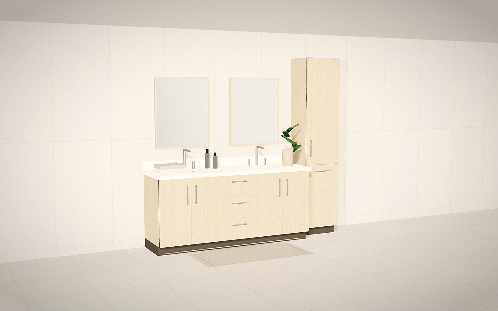 Oak double: 3D rendering of a Vanity Worx design